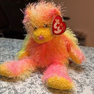 Ty Punkies Rainbow 2002 Pink and Yellow Stuffed Animal Plush Toy